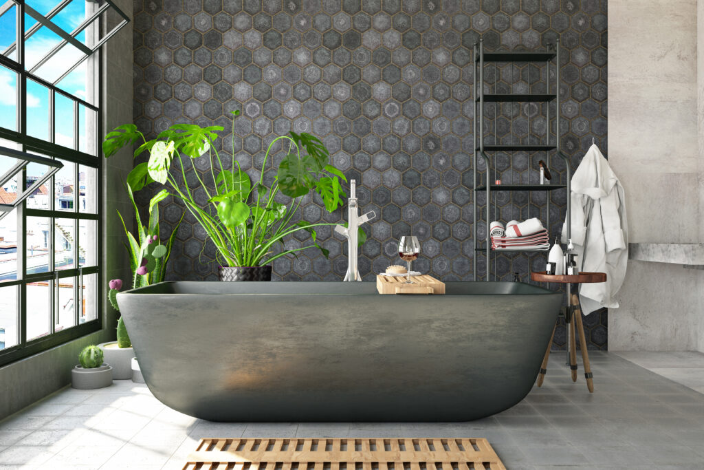badkamer met kunstplanten